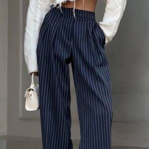 Commense Dark Blue Pinstripe Women's Trousers